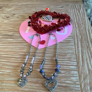 Valentine Heart Pendant Beaded Necklaces vintage